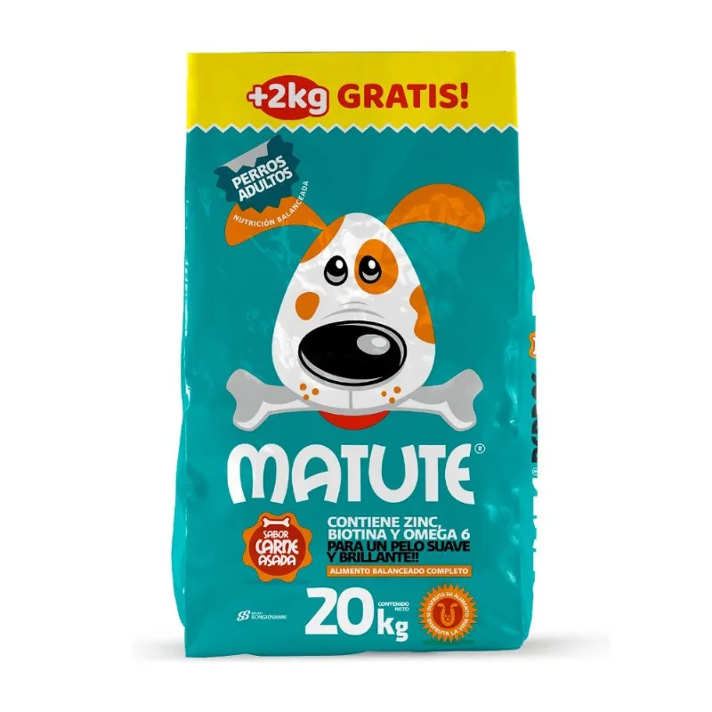 Alimento perros Matute adulto carne asada 20+2 Kg
