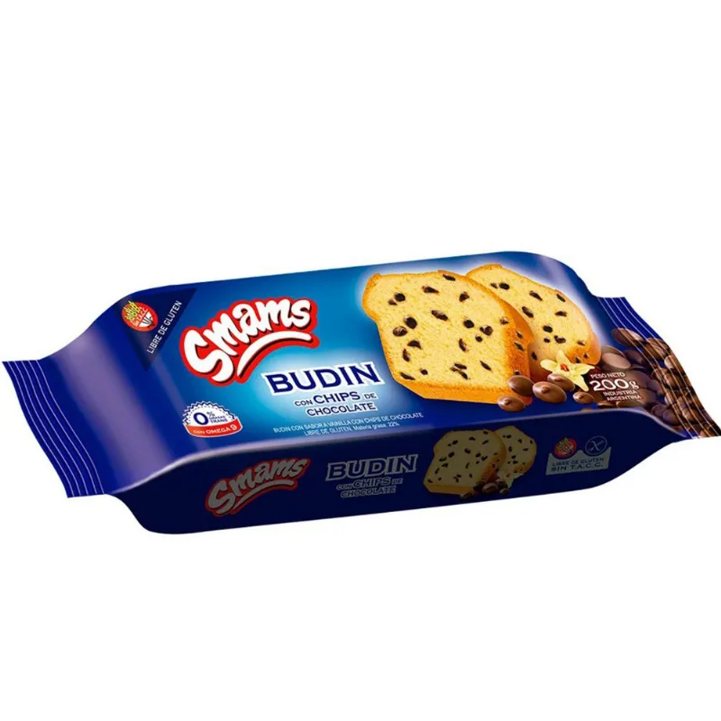 Budín Smams vainilla con chips de chocolate 200 g. SIN TACC