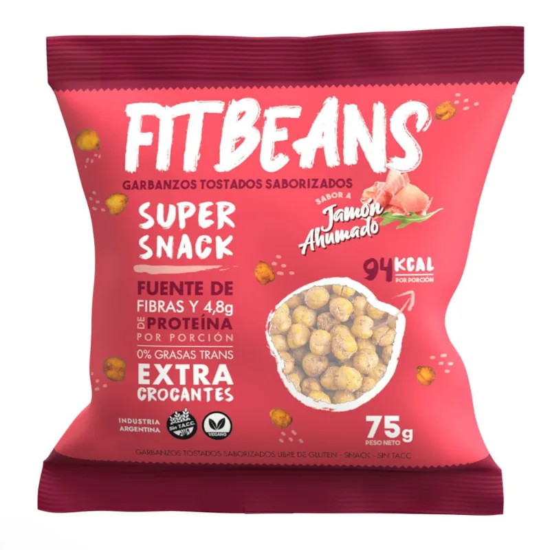 Garbanzos Tostados Fitbeans Sabor Jamón Ahumado x 75 g