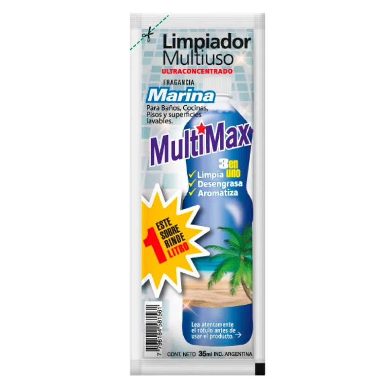Limpiador multiuso Multimax para diluir marina (rinde 1 litro) 35 ml.