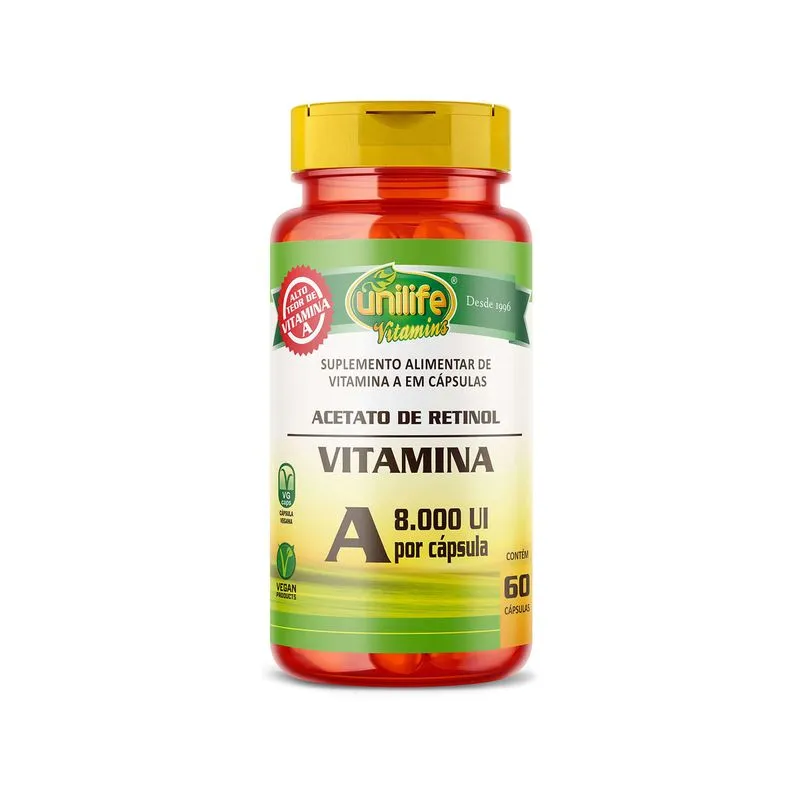Suplemento Alimentar Vitamina A 500mg 60 Cápsulas - Unilife