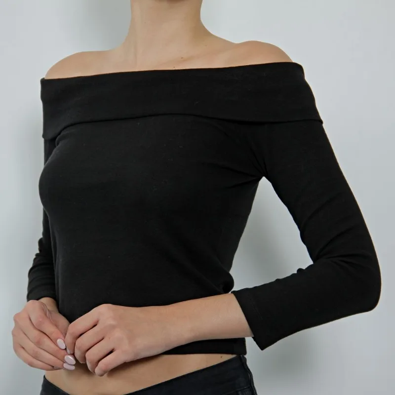 Remera Tex manga larga cuello bote talle 14 negro