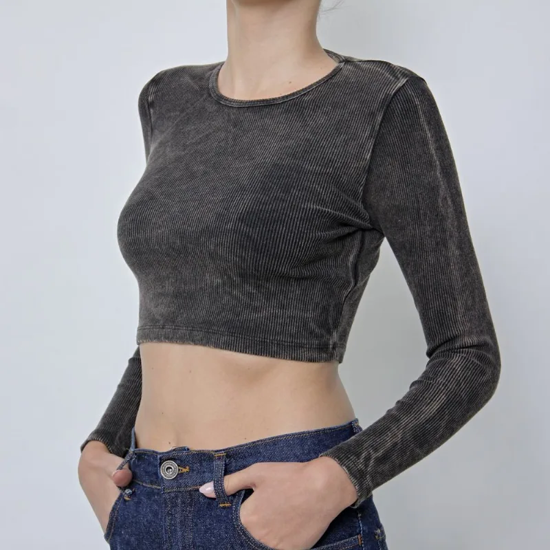 Remera Tex manga larga crop talle 16 negro
