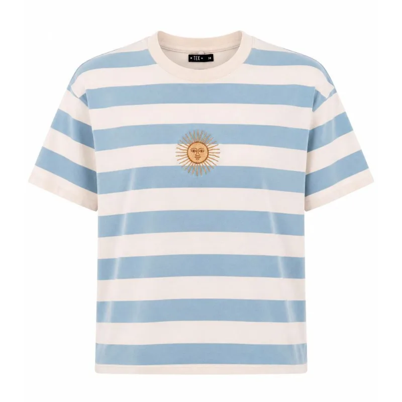 Remera Tex Argentina bordada talle 38 celeste