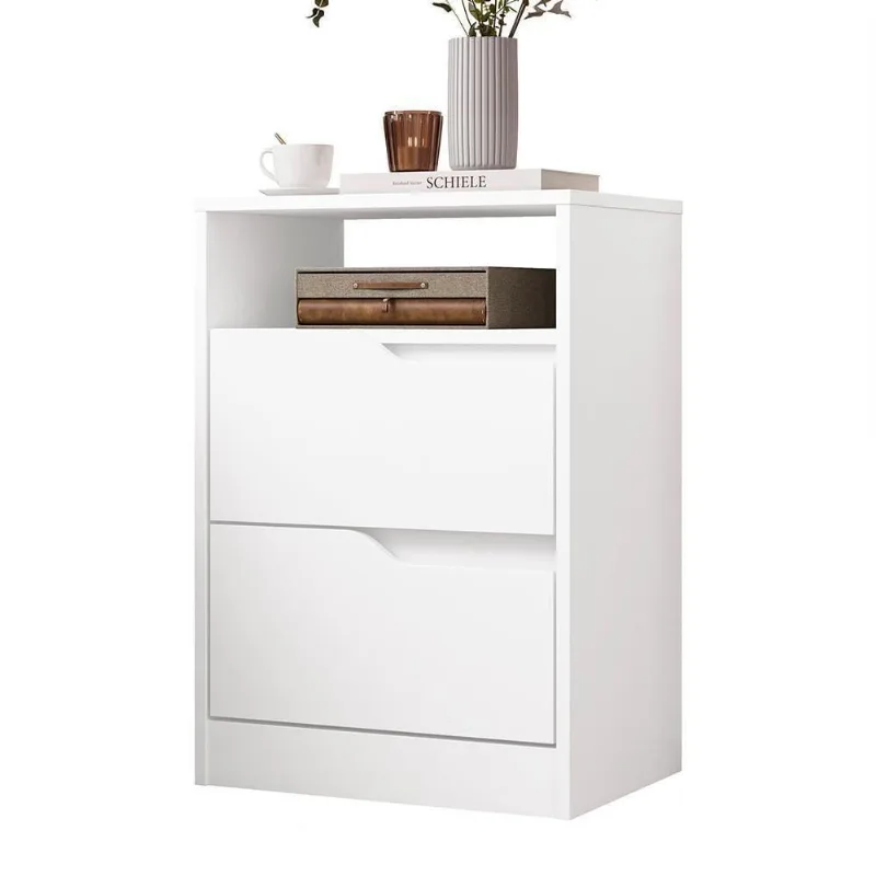 Mesa de Cabeceira Sole 2 Gavetas com Nicho Branco Fosco 45CM Albatroz Móveis