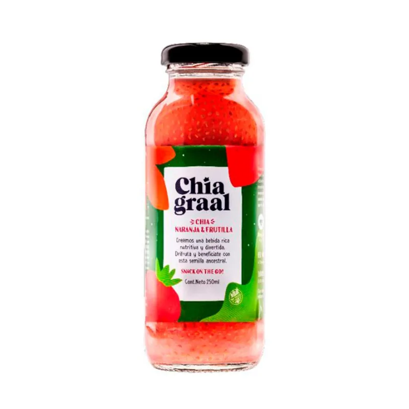 Jugo de frutilla naranja y semillas de chia 250 ml