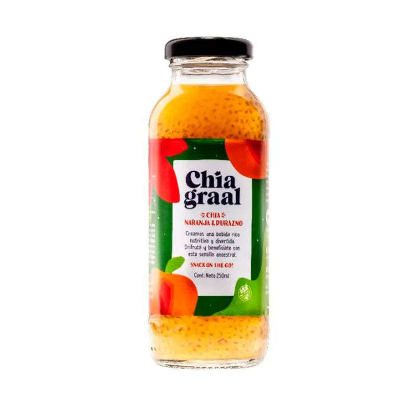 Jugo de durazno naranja y semillas de chia 250 ml