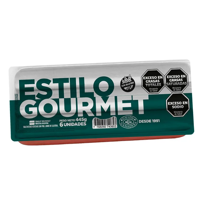Salchichas Estilo Gourmet x 6 Un 445 Grs Union Ganadera