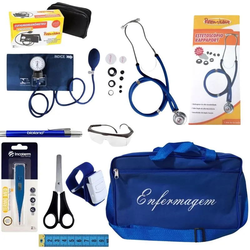 Kit De Enfermagem azul Com Medidor De Pressão Premium
