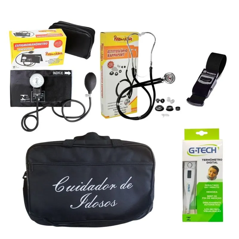 Kit cuidador de idosos com medidor de pressão Preto