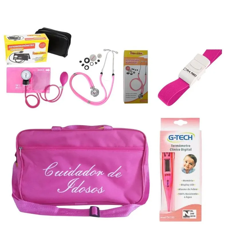 Kit Cuidador De Idosos Com Medidor De Pressão Rosa