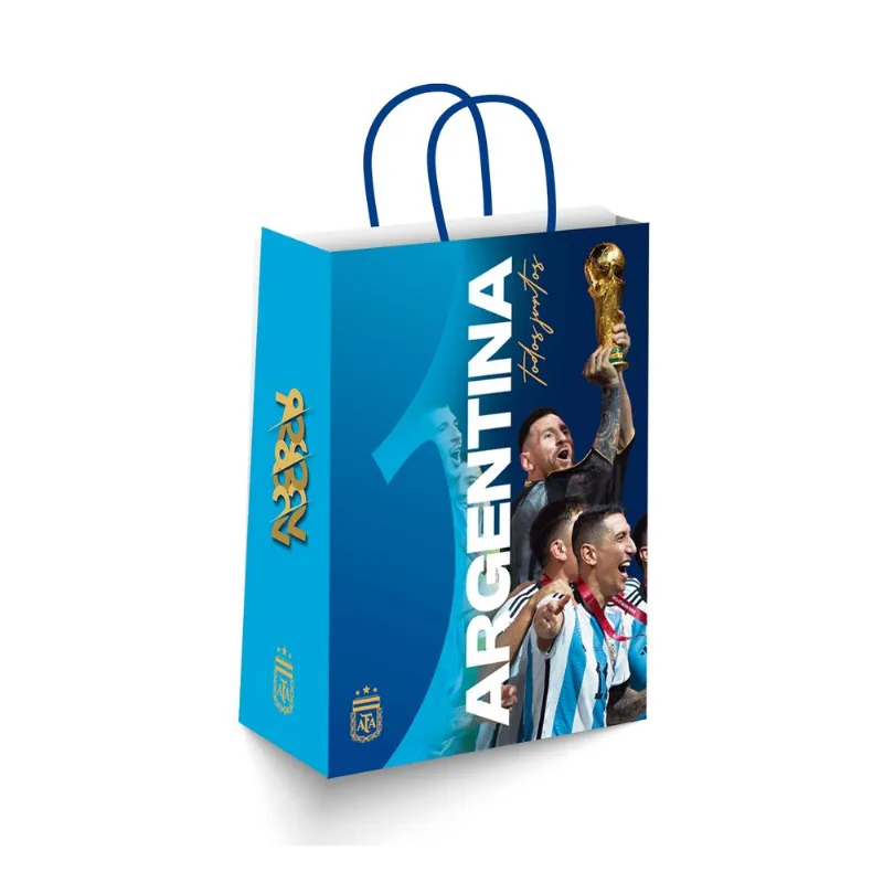 Bolsa de regalo Argentica AFA Campeones chica 30x12x41 cm