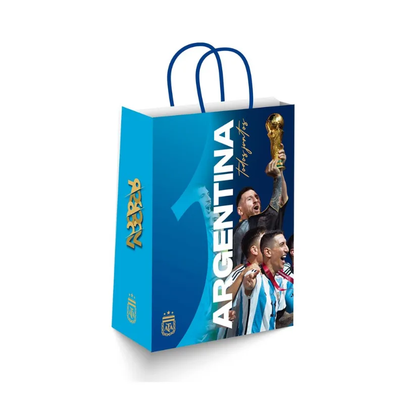 Bolsa de regalo Argentina AFA Campeones mediana 30x12x41 cm