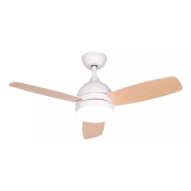 Ventilador De Techo Decorativo 422 C Blanco Y Madera Luz 24w