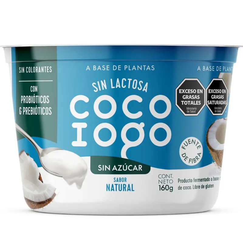 Yogur vegano natural sin azúcar Cocoiogo pote 160 g.