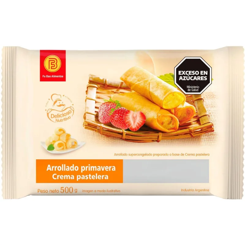 Arrolladitos primavera Fu bao con crema pastelera pack 500 g.