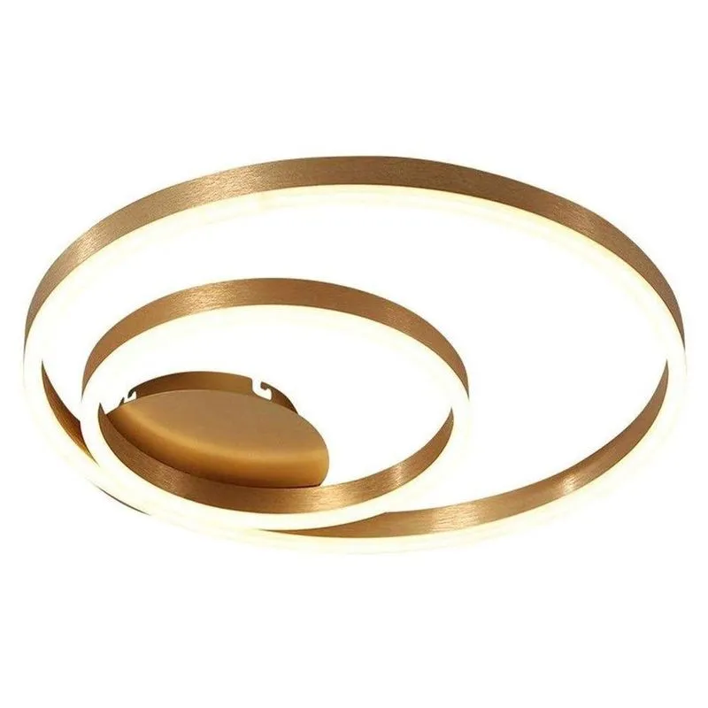 Paflon Orbita Lustre Subrepor Dourado Luxo 50cm Moderno Led 2 Aneis Decoraçao Sala De Estar Quarto L