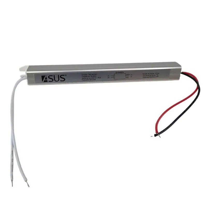 Fonte Slim Drive Bivolt 24w 12v 2a Perfil Fita Led Iluminaçao Lustres Luminaria