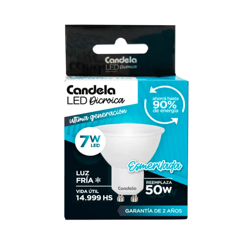 Bombilla LED Dicroica 7W Luz Fría Esmerilada x 1 Un Candela