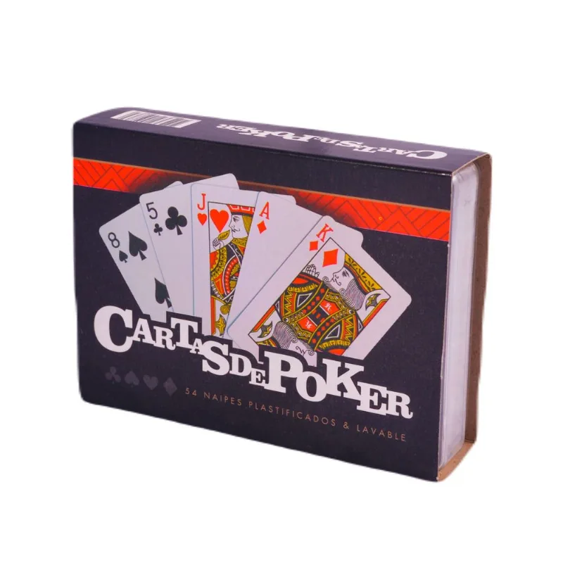 Cartas poker en caja de plástico