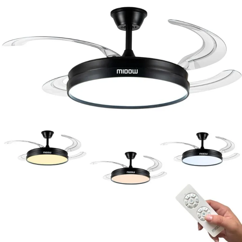 Ventilador De Techo Retractil Midow 1220mm Luz 3 Modos 6 Vel