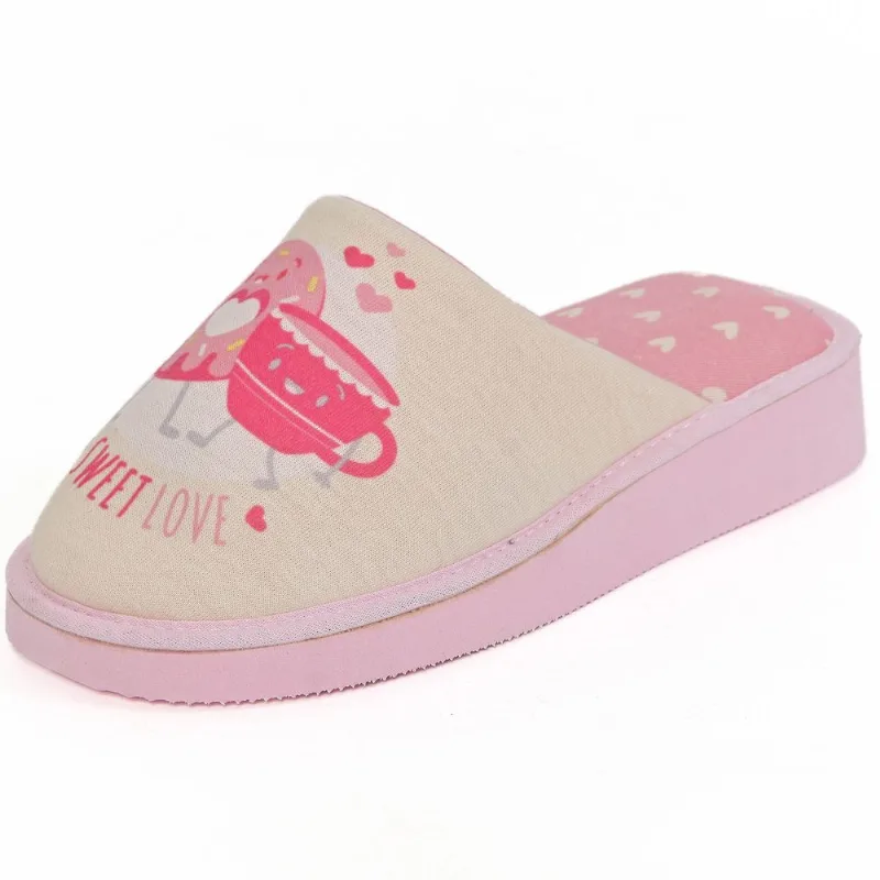 Pantufla Tex estampa frases talle 40 rosa