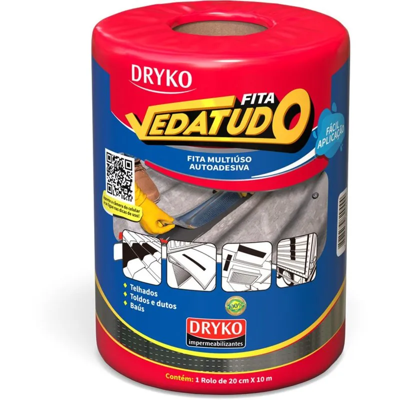 Fita Para Telhado Vedatudo Dryko 20cm Alumínio Rolo Com 10m