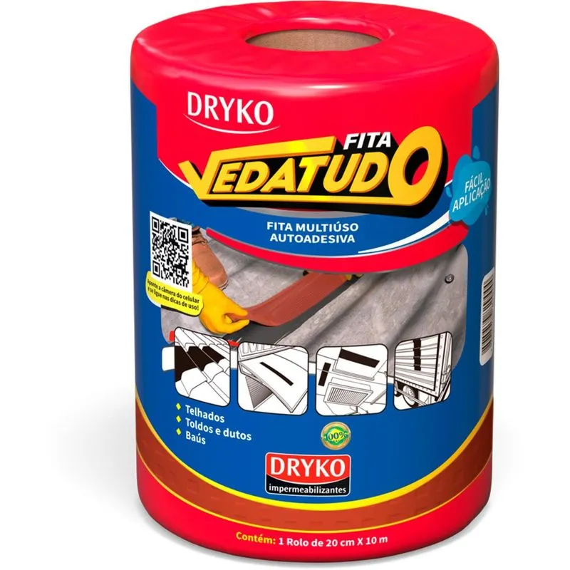 Fita Para Telhado Rolo Com 10m Dryko 20cm Vedatudo Terracota