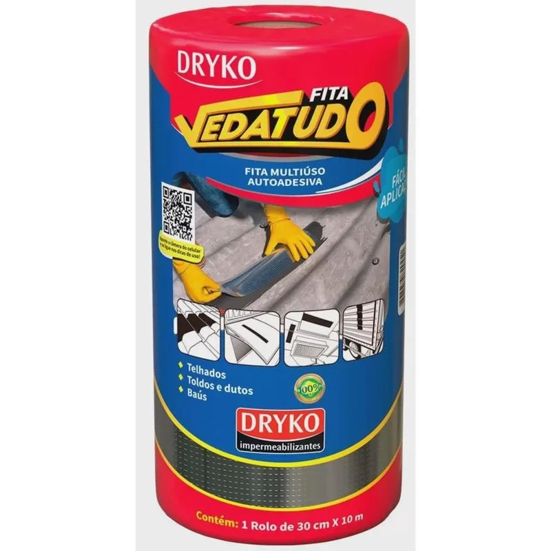 Fita Adesiva Asfaltica 30cm Vedatudo Rolo 10m Dryko Alumínio