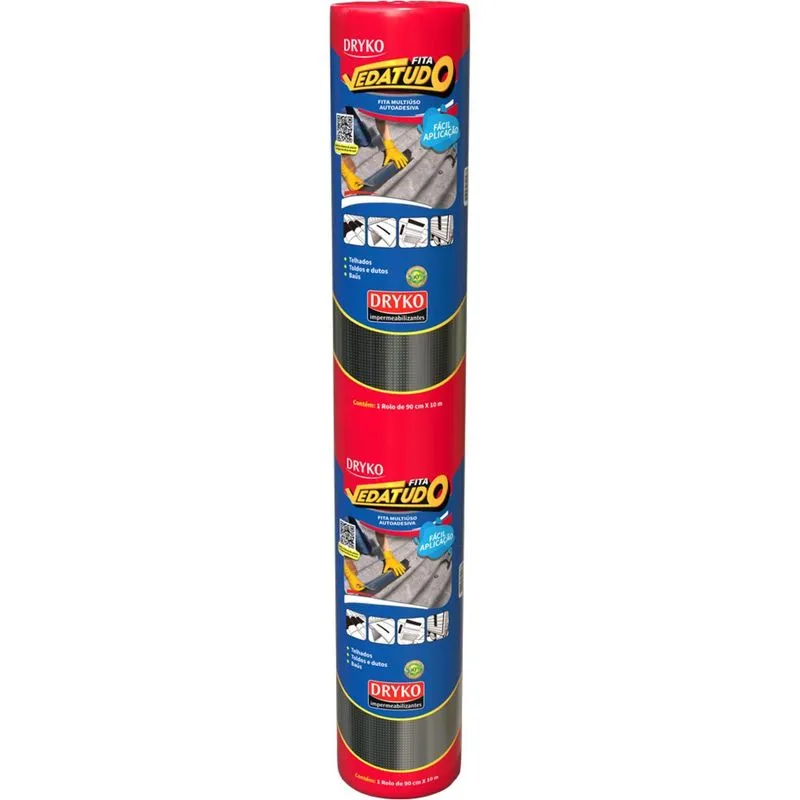Fita Impermeabilizante Rolo 10m Vedatudo 90cm Dryko Alumínio