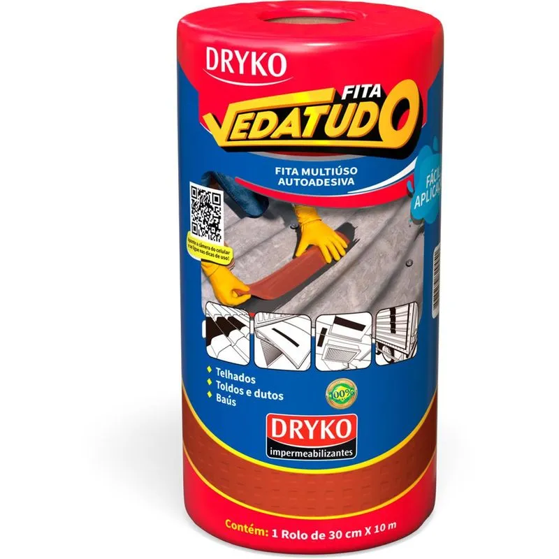 Fita Asfáltica Vedatudo 30cm Rolo Com 20m Dryko Terracota