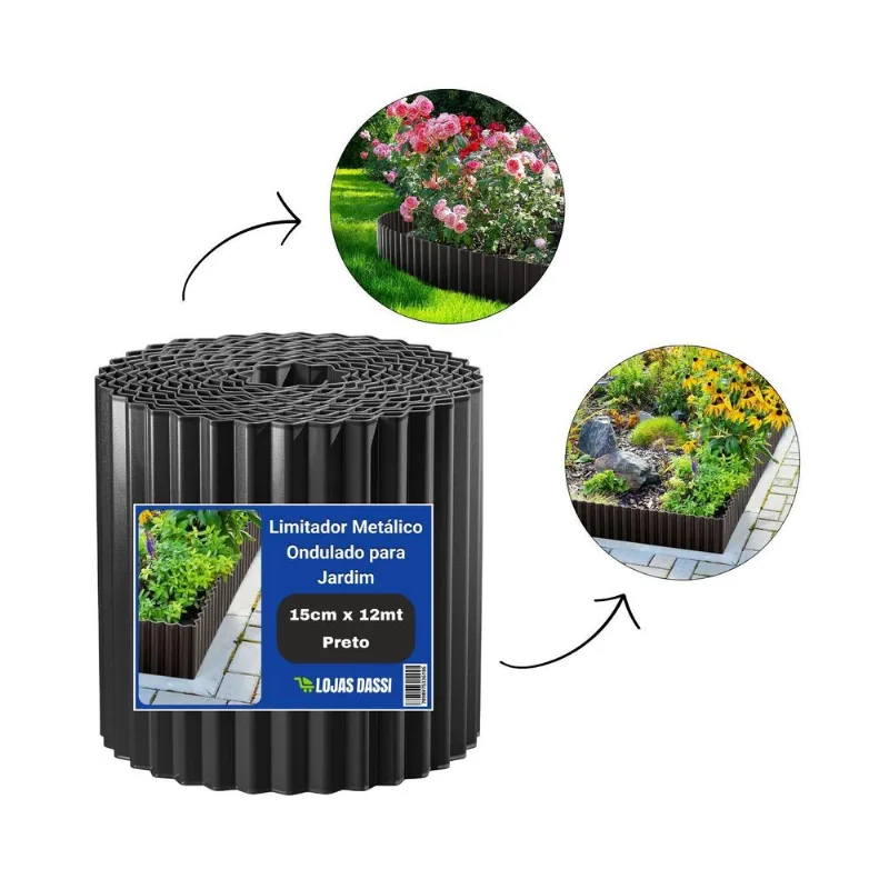 Cerca Para Horta Metálica Ondulada 15cm X 12mt Preto