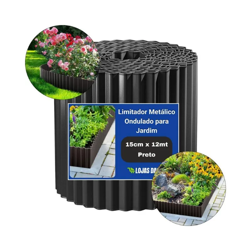 Cerquinha Ondulada Resistente Para Canteiro 12mt Preto