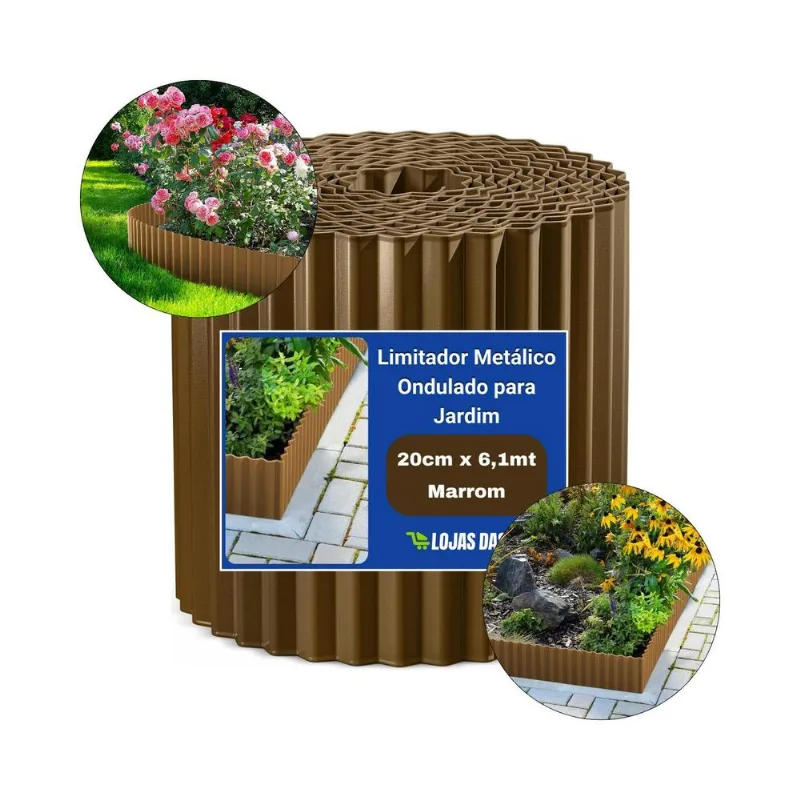 Demarcação Decorativa Marrom Para Caminhos 20cm X 6,1mt
