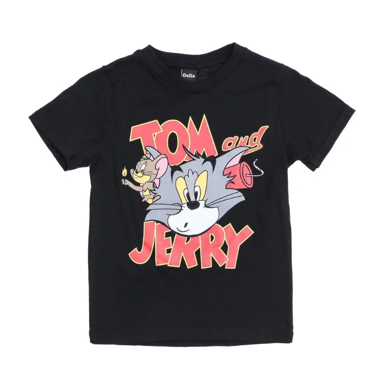 Remera manga corta Tom y Jerry talle 12 años negro