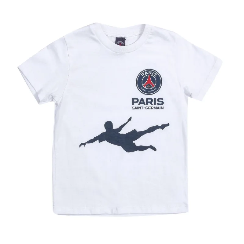 Remera manga corta PSG talle 6 años blanco