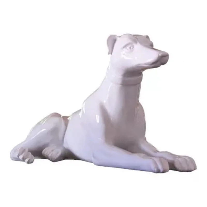 Escultura Decorativa Resina Branca Cachorro