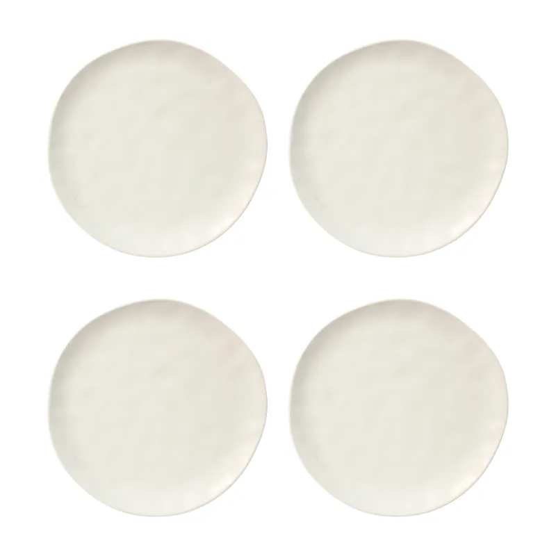Set x 4 Platos Playo 25 cm Cerámica Irregular Organic Mate Crema