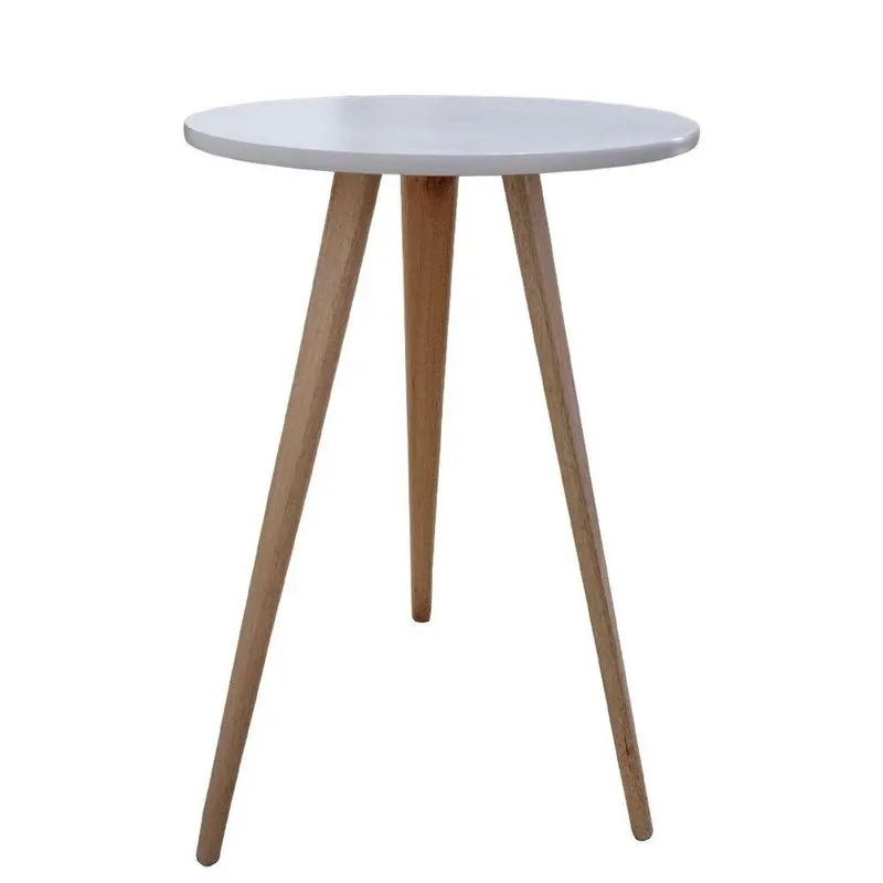 Mesa Lateral De Canto E Apoio Redonda Pé Palito Karina 68 Cm branco