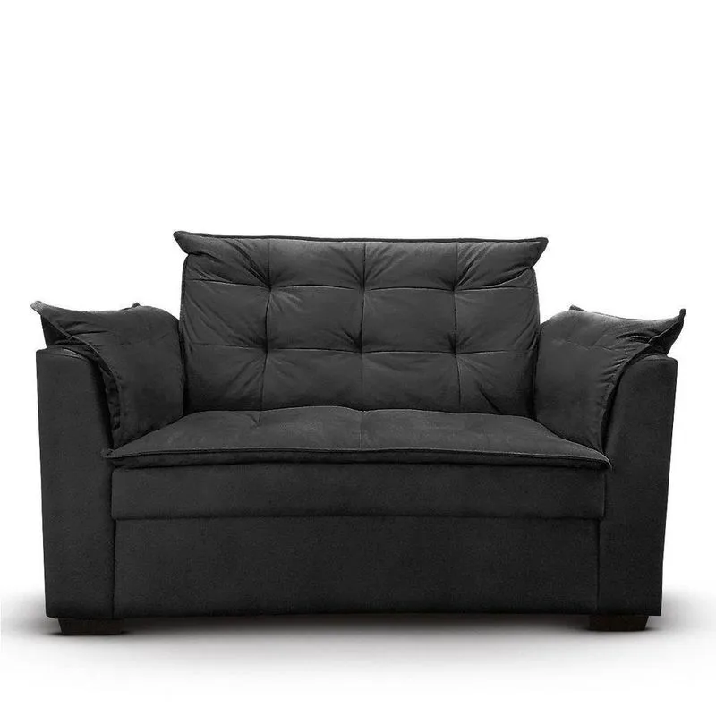 Sofá 2 Lugares Para Sala Moderno Confortável Abigail Suede preto