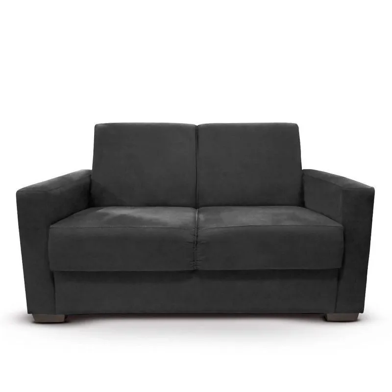 Sofá Estofado 2 Lugares Sala Estar Recepção Natália Suede Preto