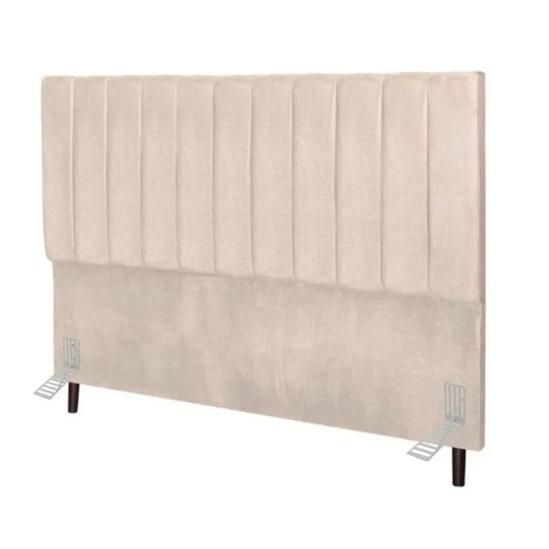 Cabeceira Estofada Cama Box Solteiro 90 Cm Carolina Suede E Frame Cor:bege