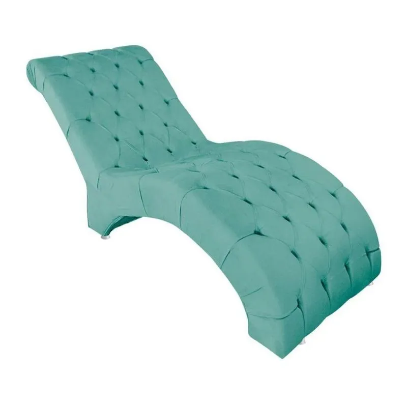 Recamier Divã Espreguiçadeira Para Sala Cliníca Elisa Suede Azul Tiffany