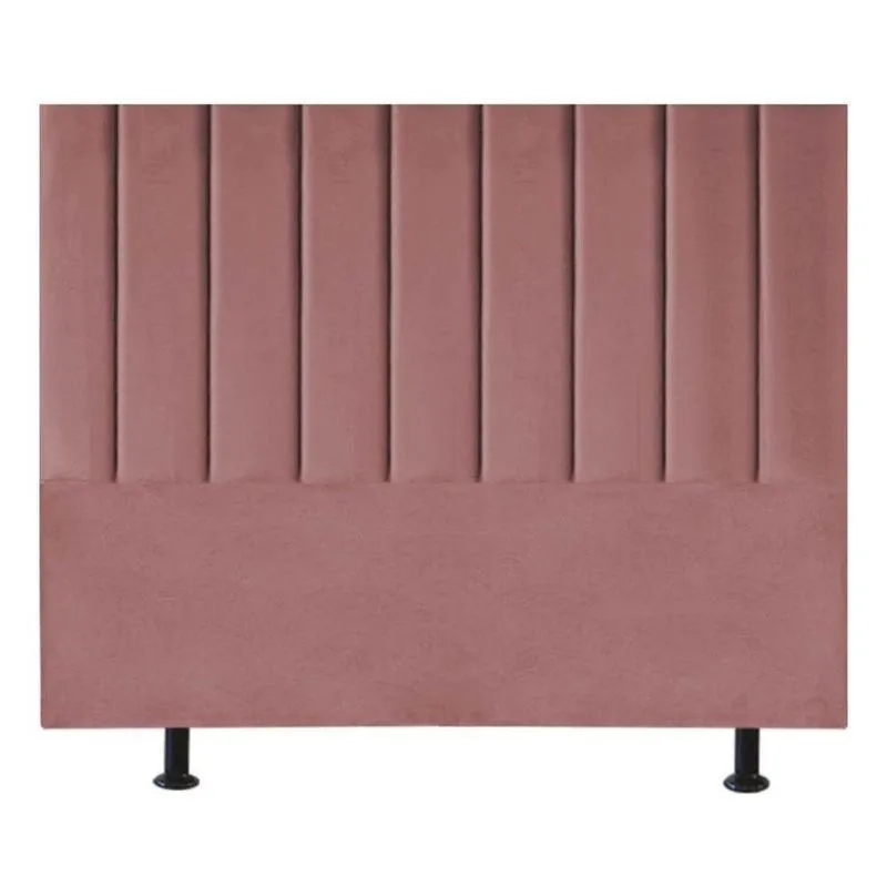 Cabeceira Estofada Cama Box King 195 Cm Taís Veludo rosê