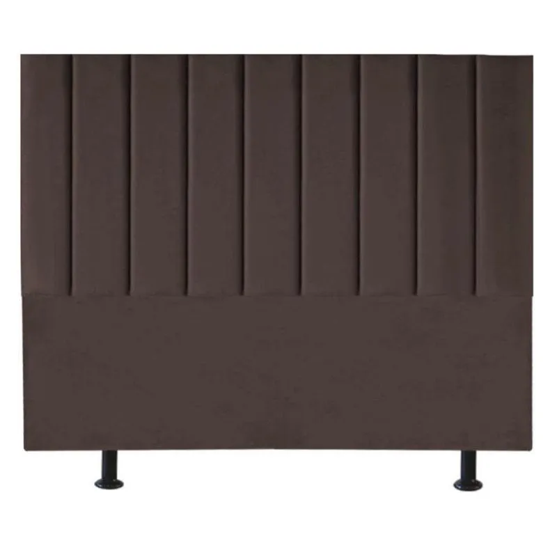 Cabeceira Estofada Cama Box King 195 Cm Marina Veludo marrom