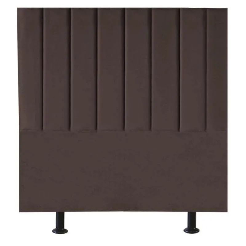 Cabeceira Estofada Cama Box Casal 140 Cm Marina Veludo marrom
