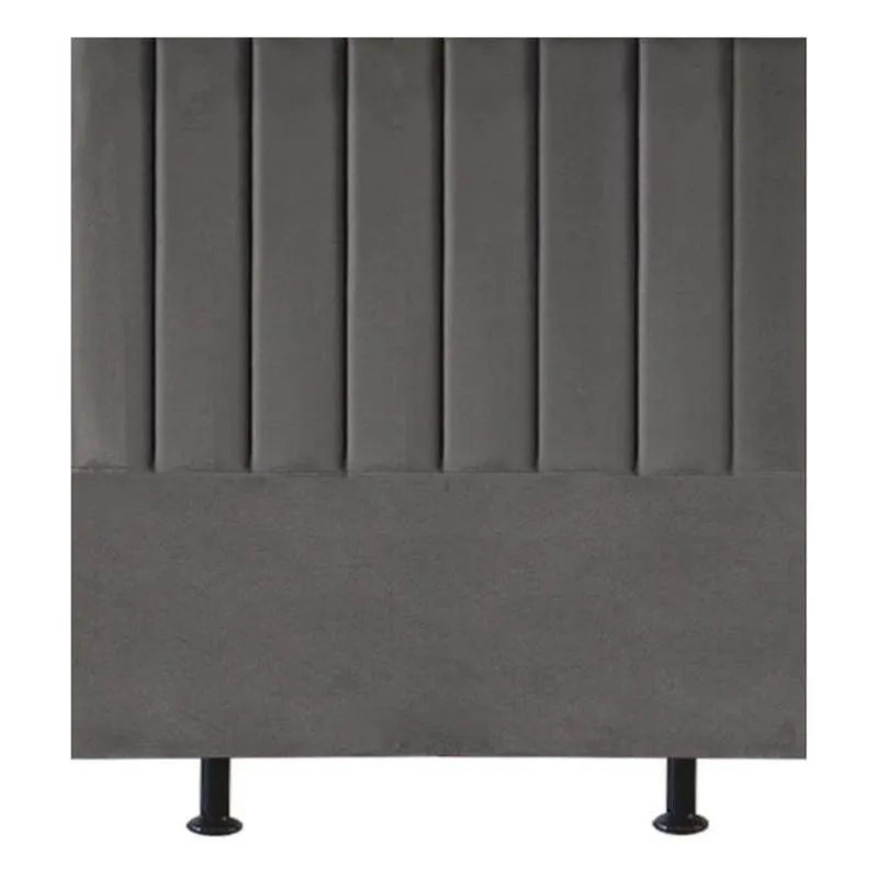 Cabeceira Estofada Cama Box Casal 140 Cm Alice Suede Cinza