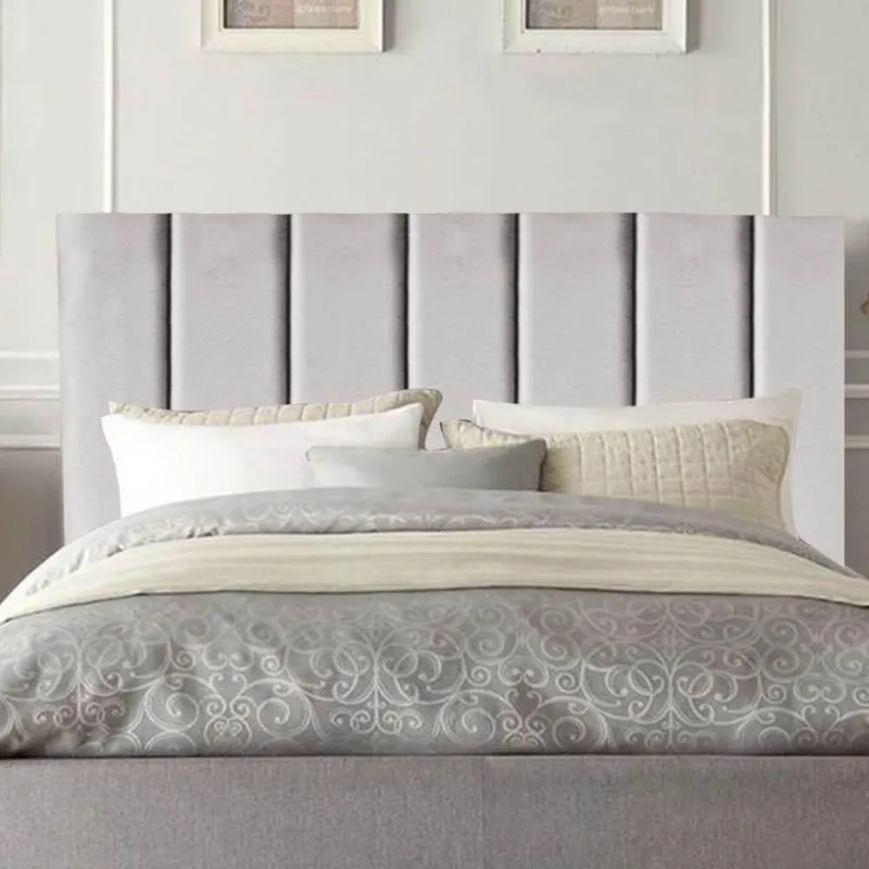Cabeceira Estofada Cama Box Solteiro 100 Cm Laura Veludo Cinza Claro