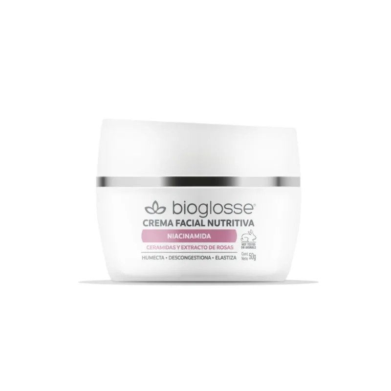 Crema Facial Nutritiva Niacinamida, Ceramidas y Extracto de Rosas 50 Gr