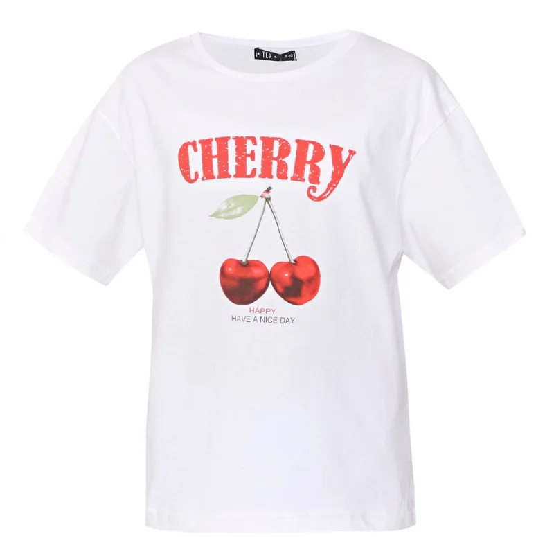 Remera Tex manga corta estampada talle 12 blanco